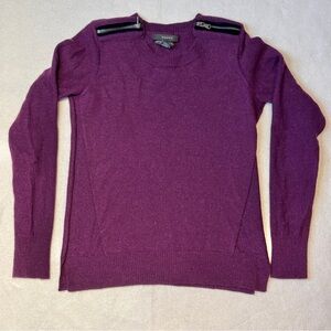 Tahari Purple Crew Neck Sweater with Zipper Details